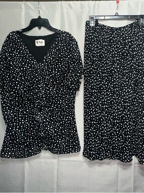 KSL Vintage Polka Dot Two-Piece Set in Black & White